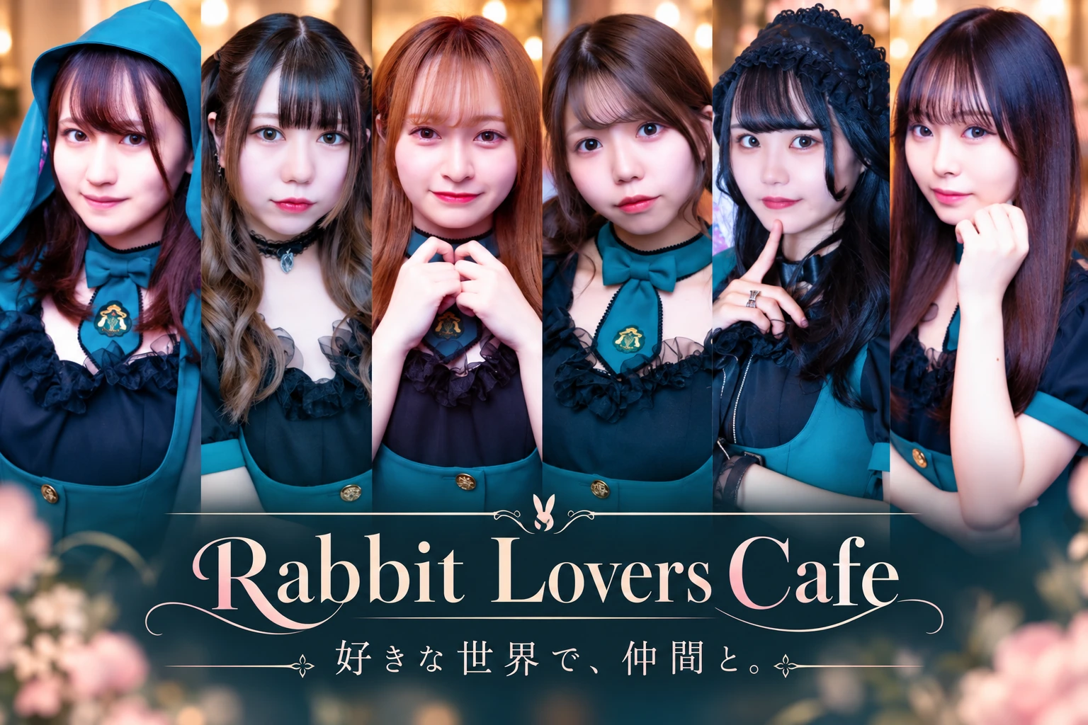 Rabbit Lovers Cafeの集合写真を活かした求人バナー